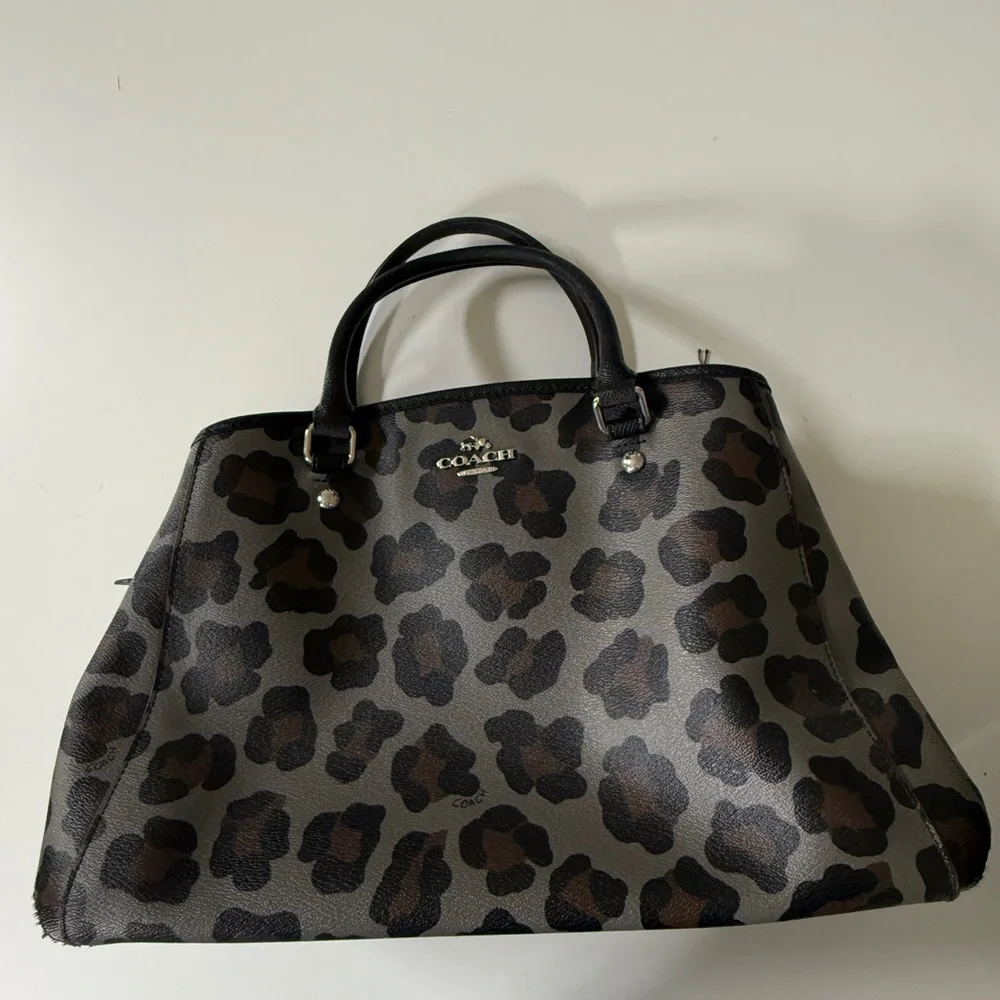 Coach Leopard Print Margot Bag Set - wallet/bag/makeup bag in Black/Brown - Picture 5 of 8